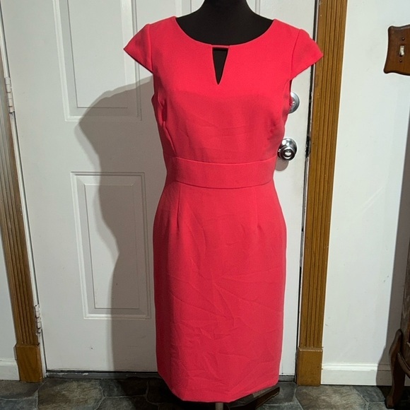 Preston & York Classic Career Office Red Cap Sleeve Dress w/ V Cut Out Size 8 - Picture 1 of 6